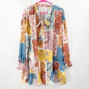 GLAMOROUS x ASOS Dress Size 4 Patchwork Floral Flowy Boho Bohemian Long Sleeve
